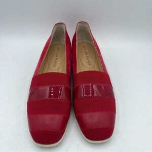 Donald Pliner MAY Red Elastic Stretch Faux Suede Flats Size 7.5 M Women Slip On